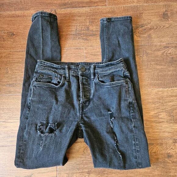 All Saints Cigarette Damaged Black Jeans - Picture 1 of 8